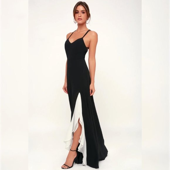 Lulus Dresses & Skirts - Lulus Make an Entrance Black and White Ruffled Maxi Dress L Bridesmaid wedding